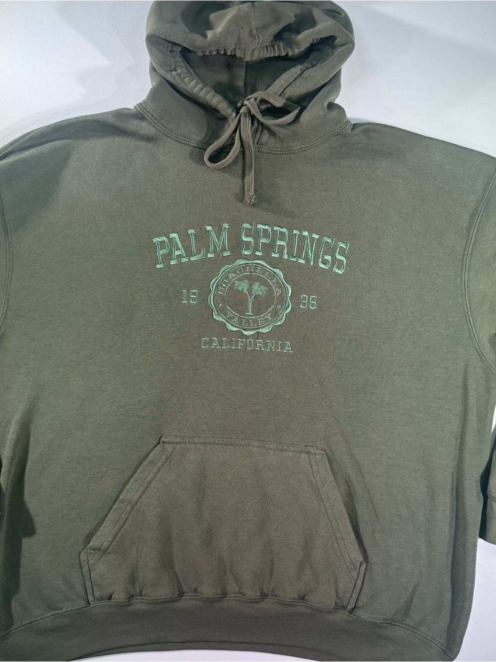 PACIFIC & CO. Army Green Hoodie,Palm Springs California 1938 Coachella Valley,XL